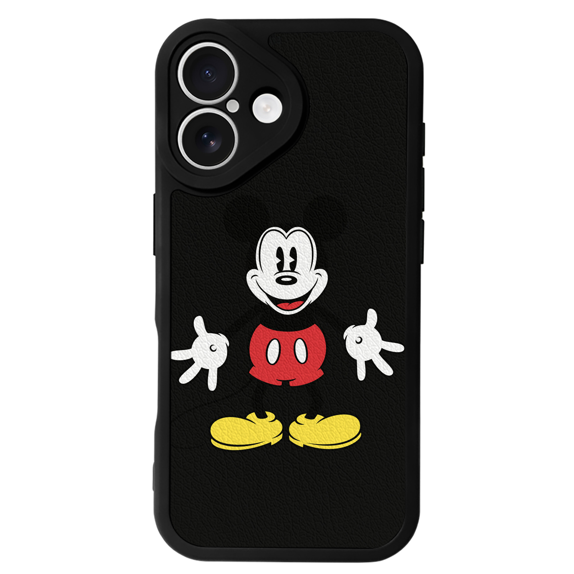 （画像用） ミッキーマウス Mickey Mouse 【iPhone 16シリーズ対応】シリコンスマホケース（レザー調） 材質：シリコン